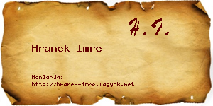 Hranek Imre névjegykártya